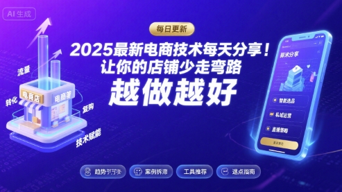 2025最新电商技术每天分享，让你的店铺少走弯路，越做越好(更新8月)祝你网-副业赚钱-互联网创业-资源整合祝你网