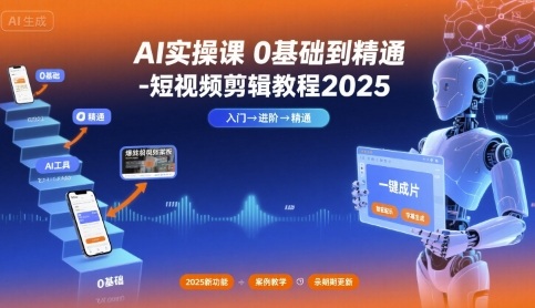 AI实操课0基础到精通-短视频剪辑教程2025祝你网-副业赚钱-互联网创业-资源整合祝你网