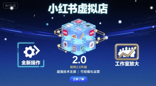 小红书虚拟店矩阵2.0，全新操作，超强技术，可工作室放大祝你网-副业赚钱-互联网创业-资源整合祝你网