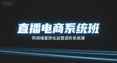 直播电商系统班，同领域差异化运营进阶系统课祝你网-副业赚钱-互联网创业-资源整合祝你网
