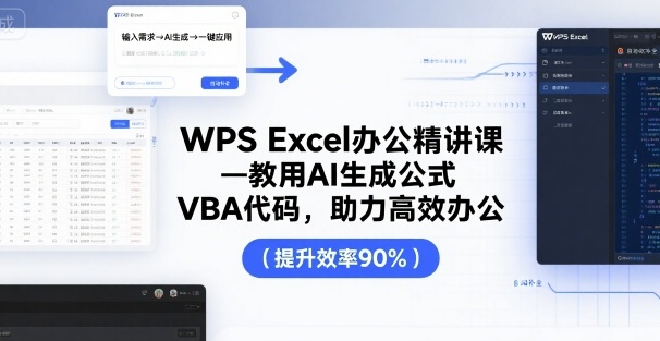 WPS Excel办公精讲课，教用 AI 生成公式，VBA 代码，助力高效办公祝你网-副业赚钱-互联网创业-资源整合祝你网