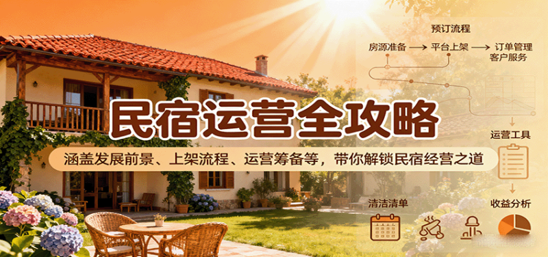 民宿运营全攻略：涵盖发展前景、上架流程、运营筹备等，带你解锁民宿经营之道祝你网-副业赚钱-互联网创业-资源整合祝你网