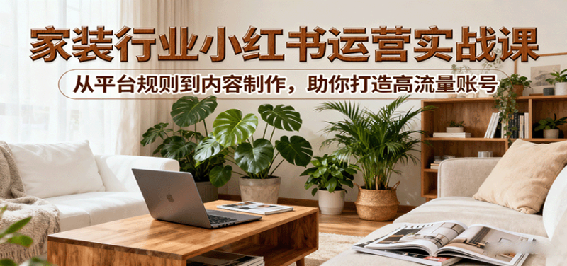 小红书家装行业运营实战课：从平台规则到内容制作，助你打造高流量账号祝你网-副业赚钱-互联网创业-资源整合祝你网