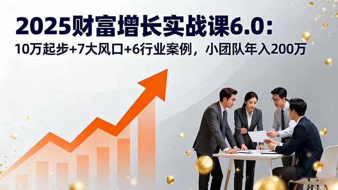 2025财富增长实战课6.0：10万起步+7大风口+6行业案例，小团队年入200万祝你网-副业赚钱-互联网创业-资源整合祝你网