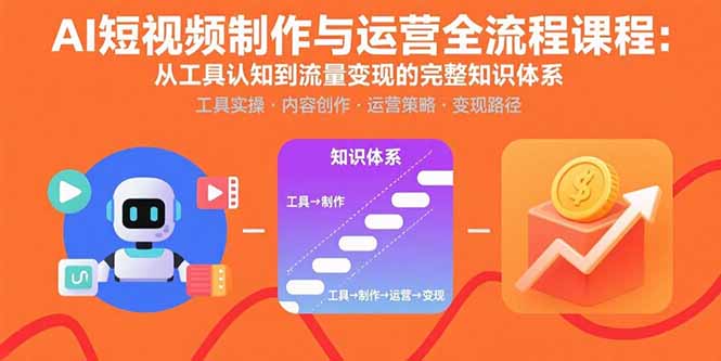 AI短视频制作与运营全流程课程：从工具认知到流量变现的完整知识体系祝你网-副业赚钱-互联网创业-资源整合祝你网