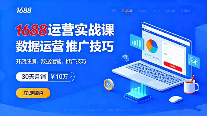 1688运营实战课：开店注册、数据运营、推广技巧，30天月销破10万+祝你网-副业赚钱-互联网创业-资源整合祝你网