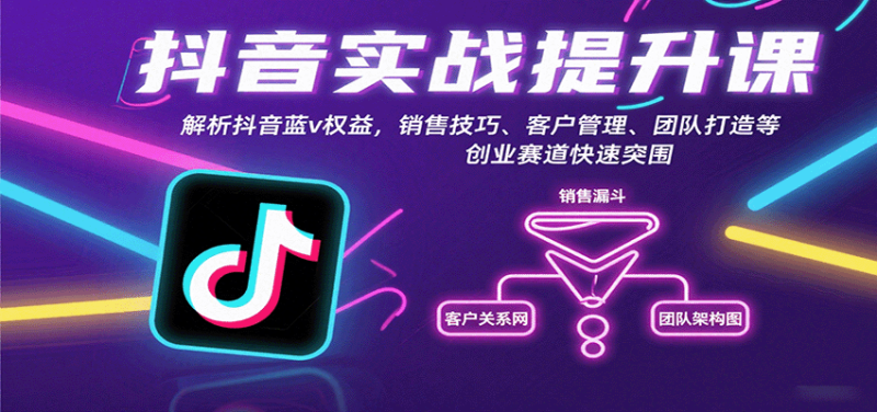 抖音实战提升课：解析抖音蓝v权益，销售技巧、客户管理、团队打造等创业赛道快速突围祝你网-副业赚钱-互联网创业-资源整合祝你网