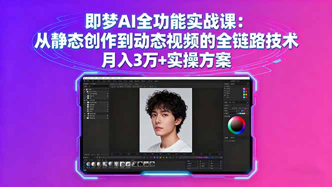即梦AI全功能实战课：从静态创作到动态视频的全链路技术 月入3万+实操方案祝你网-副业赚钱-互联网创业-资源整合祝你网