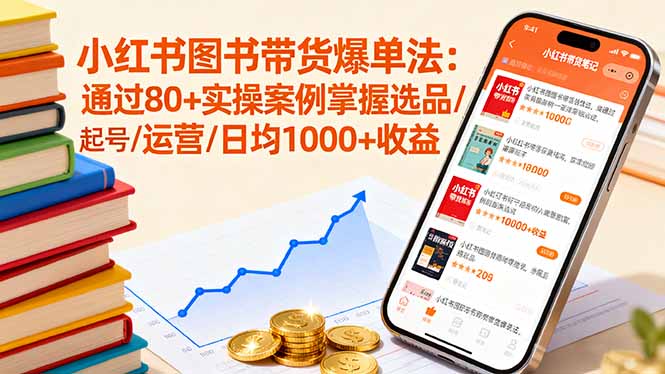 小红书图书带货爆单法：通过80+实操案例掌握选品/起号/运营/日均1000+收益祝你网-副业赚钱-互联网创业-资源整合祝你网