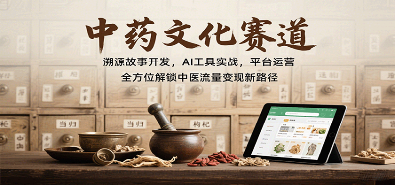 中药文化赛道：溯源故事开发，AI工具实战，平台运营，全方位解锁中医流量变现新路径祝你网-副业赚钱-互联网创业-资源整合祝你网