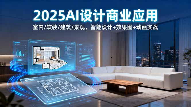 2025AI设计商业应用：室内/软装/建筑/景观，智能设计+效果图+动画实战祝你网-副业赚钱-互联网创业-资源整合祝你网