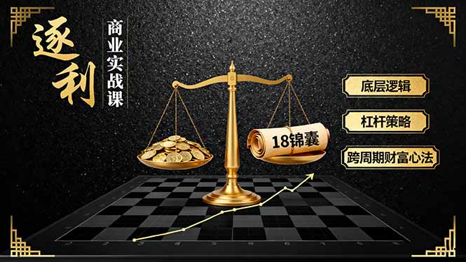 《逐 利》商业实战课，底层逻辑、杠杆策略、18锦囊，跨周期财富心法祝你网-副业赚钱-互联网创业-资源整合祝你网