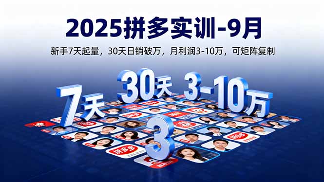 2025拼多多实训-9月：新手7天起量,30天日销破万,月利润3-10万,可矩阵复制祝你网-副业赚钱-互联网创业-资源整合祝你网