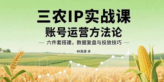 三农IP实战课：账号运营方法论，六件套搭建，数据复盘与投放技巧祝你网-副业赚钱-互联网创业-资源整合祝你网
