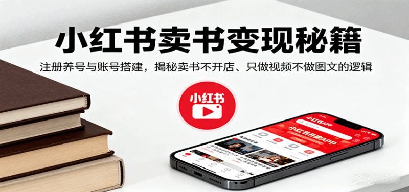 小红书卖书变现秘籍，注册养号与账号搭建，揭秘卖书不开店、只做视频不做图文的逻辑祝你网-副业赚钱-互联网创业-资源整合祝你网
