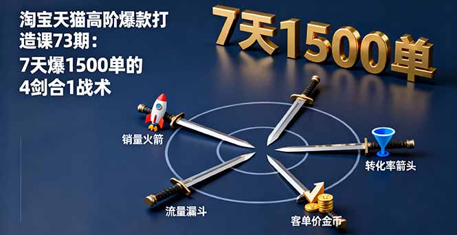 淘宝天猫高阶爆款打造课73期：7天爆1500单的4剑合1战术祝你网-副业赚钱-互联网创业-资源整合祝你网