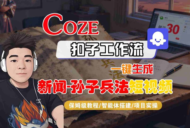 Coze扣子智能体工作流一键生成“新闻-孙子兵法“短视频，全流程保姆级教学祝你网-副业赚钱-互联网创业-资源整合祝你网