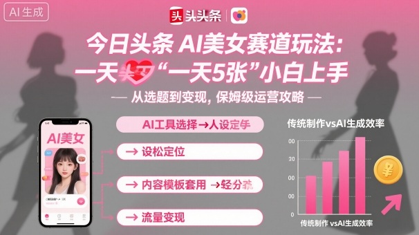 今日头条AI美女赛道玩法，一天轻松5张，小白轻松上手祝你网-副业赚钱-互联网创业-资源整合祝你网