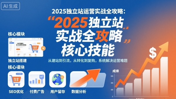 2025独立站运营实战全攻略，一站式掌握独立站运营核心技能祝你网-副业赚钱-互联网创业-资源整合祝你网