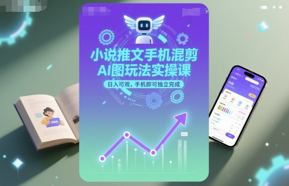 小说推文手机混剪AI图玩法实操课，日入可观，手机即可独立完成祝你网-副业赚钱-互联网创业-资源整合祝你网