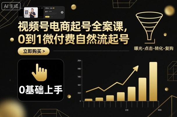 视频号电商起号全案课，0到1微付费自然流起号祝你网-副业赚钱-互联网创业-资源整合祝你网
