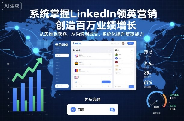 系统掌握LinkedIn领英营销，创造百万业绩增长，从思维到获客，从沟通到成交，系统化提升外贸能力祝你网-副业赚钱-互联网创业-资源整合祝你网