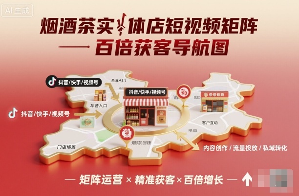 烟酒茶实体店短视频矩阵百倍获客导航图祝你网-副业赚钱-互联网创业-资源整合祝你网