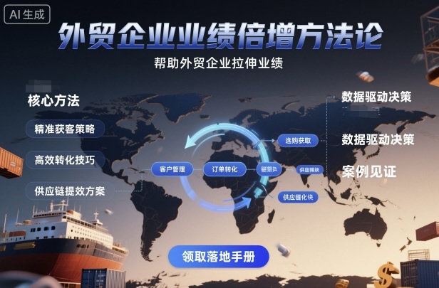 外贸企业业绩倍增方法论，帮助外贸企业拉伸业绩祝你网-副业赚钱-互联网创业-资源整合祝你网