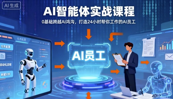 Ai智能体实战课程，0基础跨越Ai鸿沟，打造24小时帮你工作的Ai员工，打破常规，以实战定义Ai祝你网-副业赚钱-互联网创业-资源整合祝你网