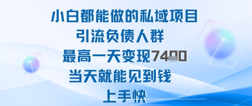 2025年小白都能做的私域项目引流负债人群最高一天变现1k+高变现难度低当天就能见到钱上手快祝你网-副业赚钱-互联网创业-资源整合祝你网