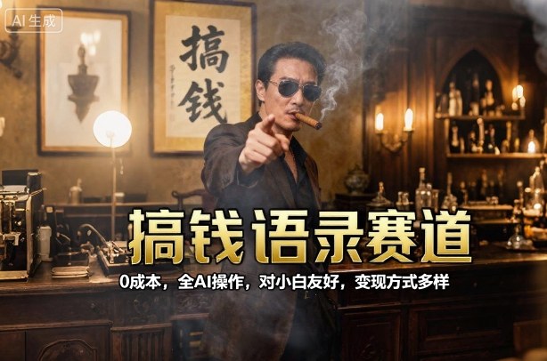搞钱语录赛道，0成本，全AI操作，对小白友好，变现方式多样祝你网-副业赚钱-互联网创业-资源整合祝你网