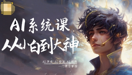 AI系统课程，从小白到大神系统学AI，AI声音-AI绘画-AI视频一门课全掌握祝你网-副业赚钱-互联网创业-资源整合祝你网