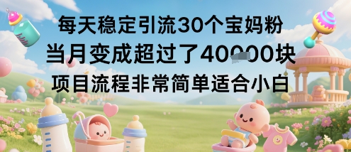 每天稳定引流30个宝妈粉当月变成超过了1W+项目流程非常简单适合小白祝你网-副业赚钱-互联网创业-资源整合祝你网