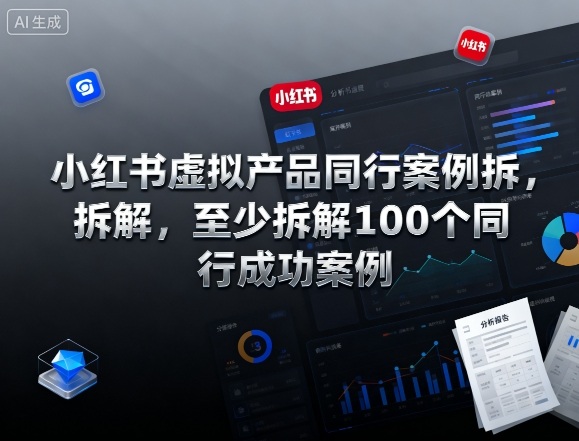 小红书虚拟产品同行案例拆解，至少拆解100个同行成功案例祝你网-副业赚钱-互联网创业-资源整合祝你网