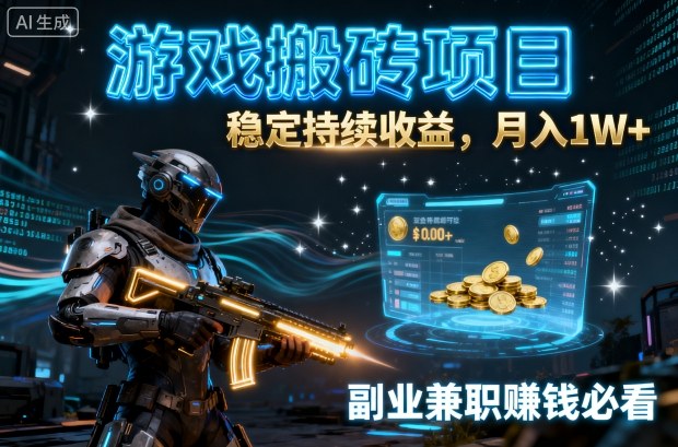 游戏搬砖项目，稳定持续收益，月入1W+，副业兼职賺钱必看【揭秘】祝你网-副业赚钱-互联网创业-资源整合祝你网