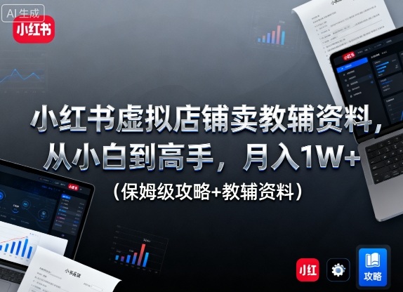 小红书虚拟店铺卖教辅资料，从小白到高手，月入1W+（保姆级攻略+教辅资料）祝你网-副业赚钱-互联网创业-资源整合祝你网