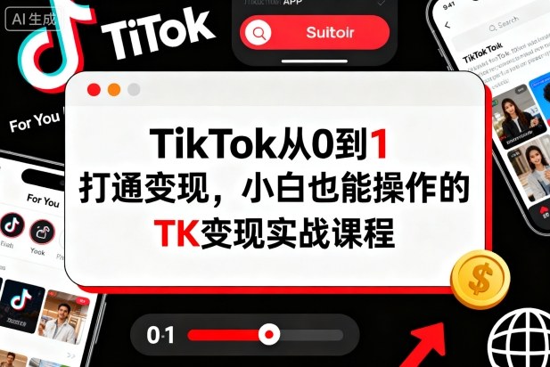 TikTok从0到1打通变现，小白也能操作的TK变现实战课程祝你网-副业赚钱-互联网创业-资源整合祝你网