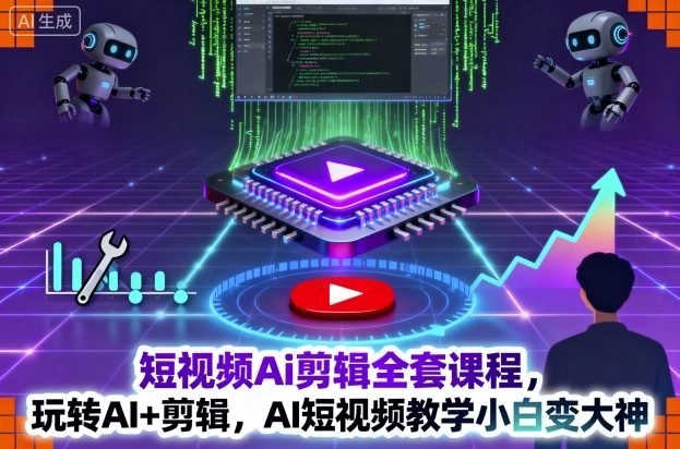 短视频Ai剪辑全套课程，玩转AI+剪辑，AI短视频教学小白变大神祝你网-副业赚钱-互联网创业-资源整合祝你网