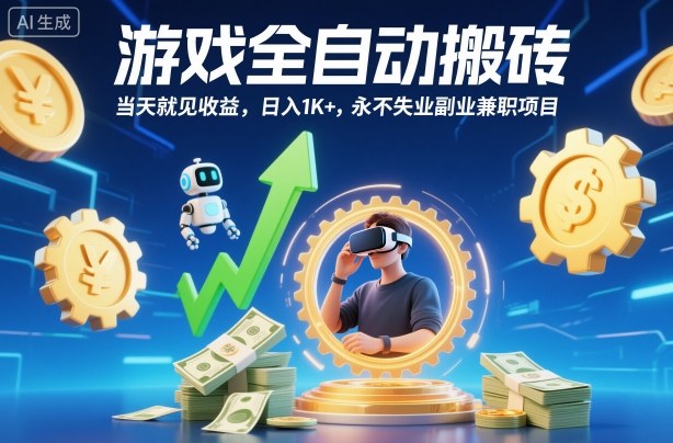游戏全自动搬砖，当天就见收益，日入1K+，永不失业副业兼职项目祝你网-副业赚钱-互联网创业-资源整合祝你网