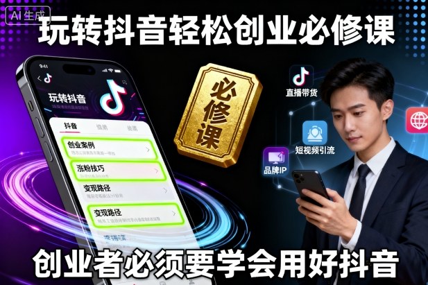 玩转抖音轻松创业必修课，创业者必须要学会用好抖音祝你网-副业赚钱-互联网创业-资源整合祝你网
