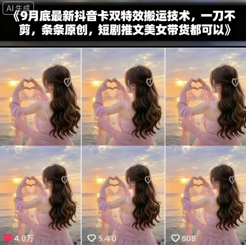 9月底最新抖音卡双特效搬运技术，一刀不剪，条条原创，短剧推文美女带货都可以祝你网-副业赚钱-互联网创业-资源整合祝你网