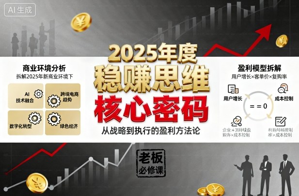 2025年度稳賺思维老板创业营，拆解2025年新商业环境下，企业实现持续盈利的核心密码祝你网-副业赚钱-互联网创业-资源整合祝你网
