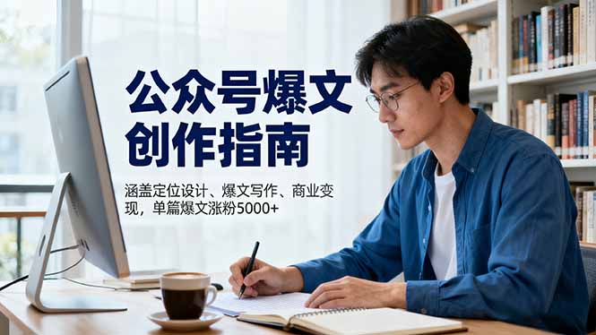 14db9b70b717bfa595420f7fb0b362f1.jpeg 公众号爆文创作指南,涵盖定位设计+爆文写作+商业变现,单篇爆文涨粉5000+