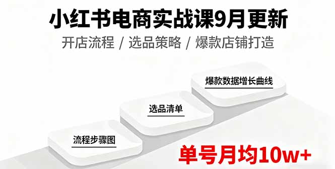 小红书电商实战课9月更新，开店流程/选品策略/爆款店铺打造，单号月均10w+祝你网-副业赚钱-互联网创业-资源整合祝你网