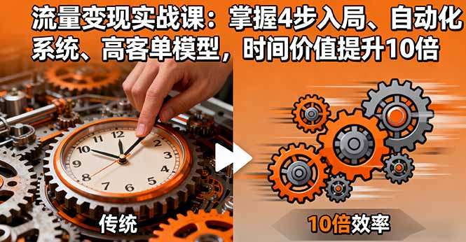 流量变现实战课：掌握4步入局、自动化系统、高客单模型，时间价值提升10倍祝你网-副业赚钱-互联网创业-资源整合祝你网