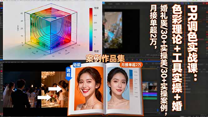 PR调色实战课：色彩理论+工具实操+婚礼医美/30+实操案例，月接单超2万祝你网-副业赚钱-互联网创业-资源整合祝你网