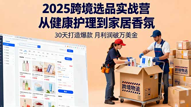2025跨境选品实战营：从健康护理到家居香氛，30天打造爆款,月利润破万美金祝你网-副业赚钱-互联网创业-资源整合祝你网