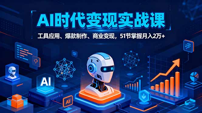AI时代全场景实战课，工具应用、爆款制作、商业变现，51节掌握月入2万+祝你网-副业赚钱-互联网创业-资源整合祝你网