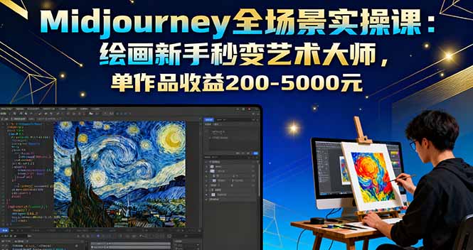 Midjourney全场景实操课：绘画新手秒变艺术大师，单作品收益200-5000元祝你网-副业赚钱-互联网创业-资源整合祝你网