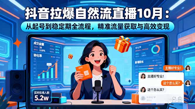 抖音拉爆自然流直播10月：从起号到稳定期全流程，精准流量获取与高效变现祝你网-副业赚钱-互联网创业-资源整合祝你网